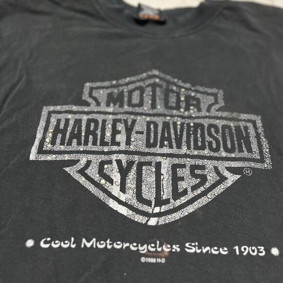 Vintage Harley Davidson Lake Tahoe Stateline Nevada Cutoff T-Shirt - Black - Picture 5 of 6
